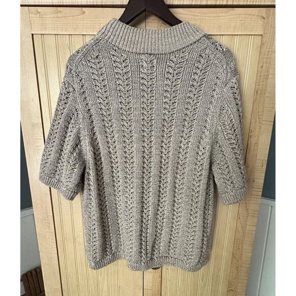 Gap Pointelle Mockneck Sweater Lightweight Metallic Gold Shimmer NWT Size XXL - Picture 4 of 8